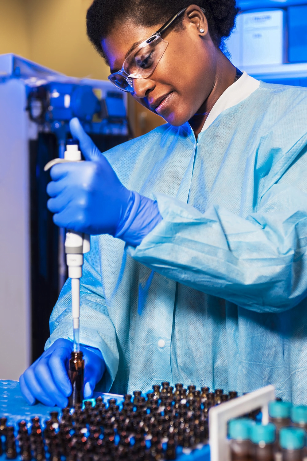 A woman working in a lab